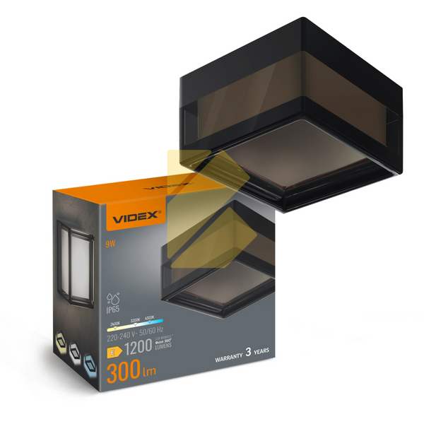 LED світильник IP65 квадратний VIDEX VL-BHD02-09CBB 9W Black VID-VL-BHD02-09CBB фото