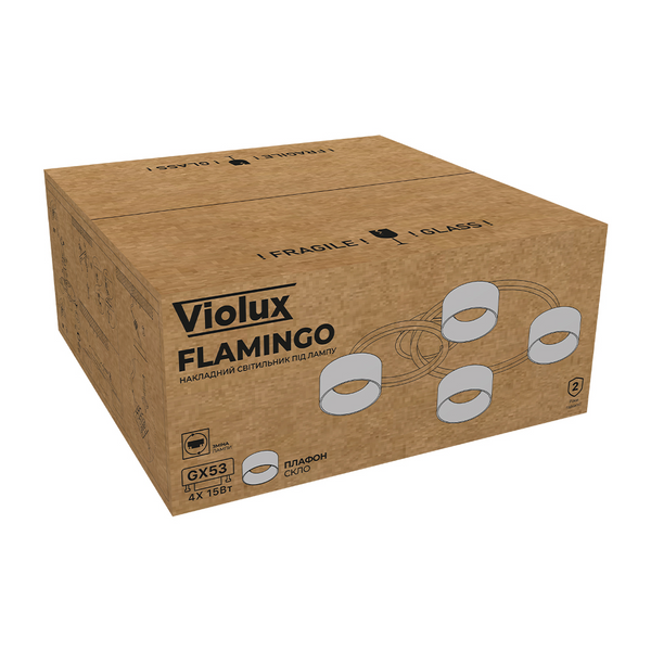 Стельовий світильник Violux FLAMINGO білий 4xGX53 IP20 VL-FLAMINGO-4GX53-WH фото