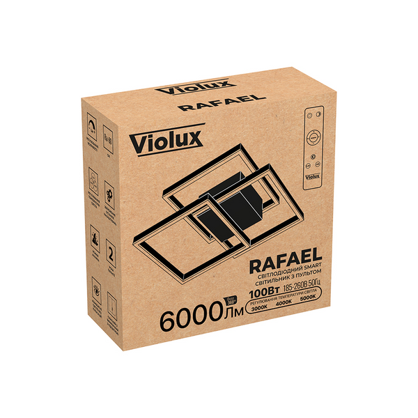 LED світильник Smart VIOLUX RAFAEL прямокутний 100W 3000-4000-5000K IP20 чорний VL-RAFAEL-100W-BK-SMART фото