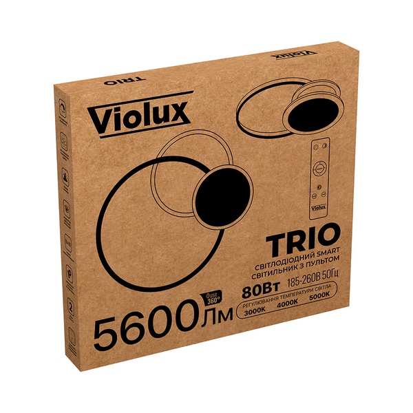 LED світильник Smart VIOLUX TRIO круглий 80W 3000-5000K IP20 чорно-білий VL-TRIO-80W-BW-SMART фото