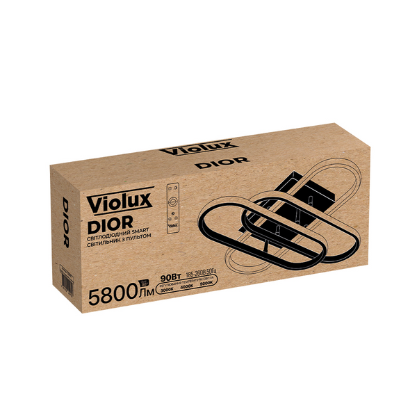 LED світильник Smart VIOLUX DIOR квадратний 90W 3000-4000-5000K IP20 чорний + золото VL-DIOR-90W-BG-SMART фото