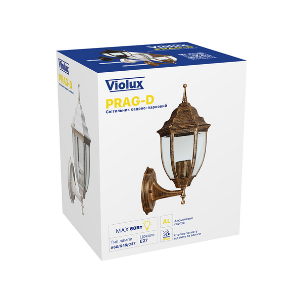 Світильник фасадний VIOLUX Prag-D антична бронза 60W E27 IP44 VL-PRAG-D-AB фото
