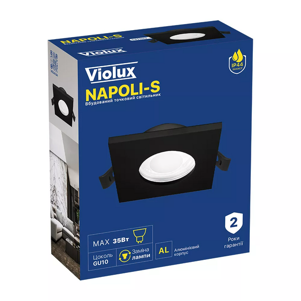 Точковий світильник Violux NAPOLI-S чорний GU10 IP44 SPOT-NAPOLI-S-BL-GU10 фото